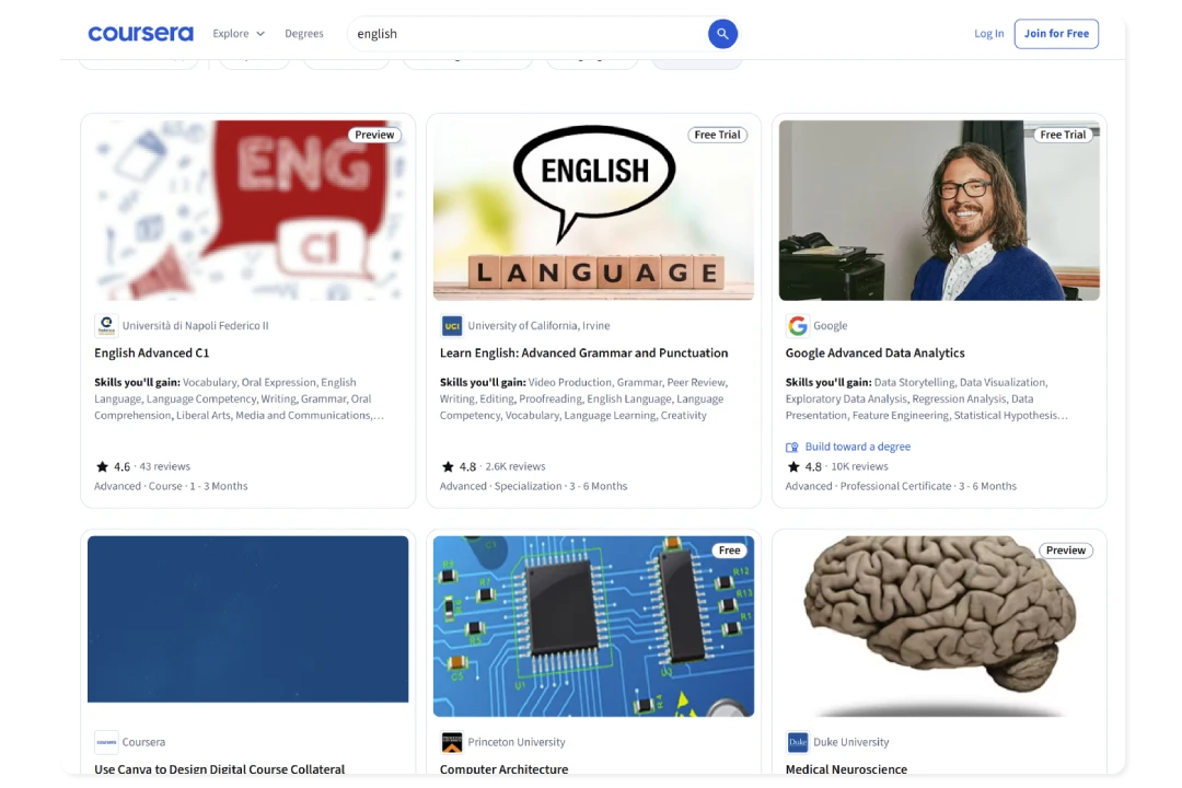 Coursera Learning English
