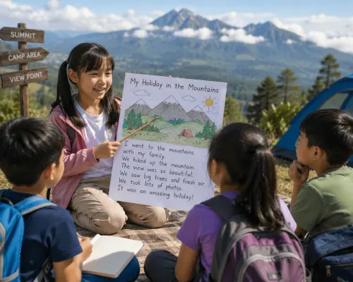 cerita liburan bahasa inggris ke gunung